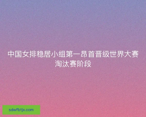 中国女排稳居小组第一昂首晋级世界大赛淘汰赛阶段