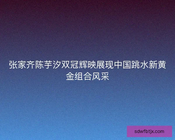 张家齐陈芋汐双冠辉映展现中国跳水新黄金组合风采