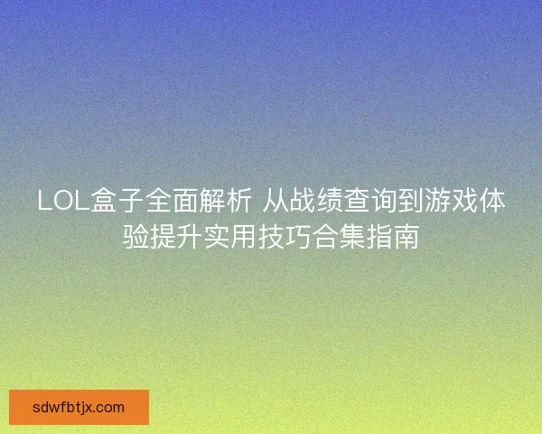 LOL盒子全面解析 从战绩查询到游戏体验提升实用技巧合集指南