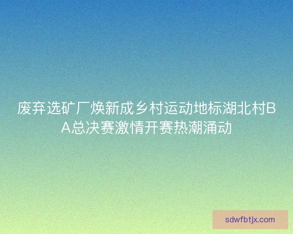 废弃选矿厂焕新成乡村运动地标湖北村BA总决赛激情开赛热潮涌动